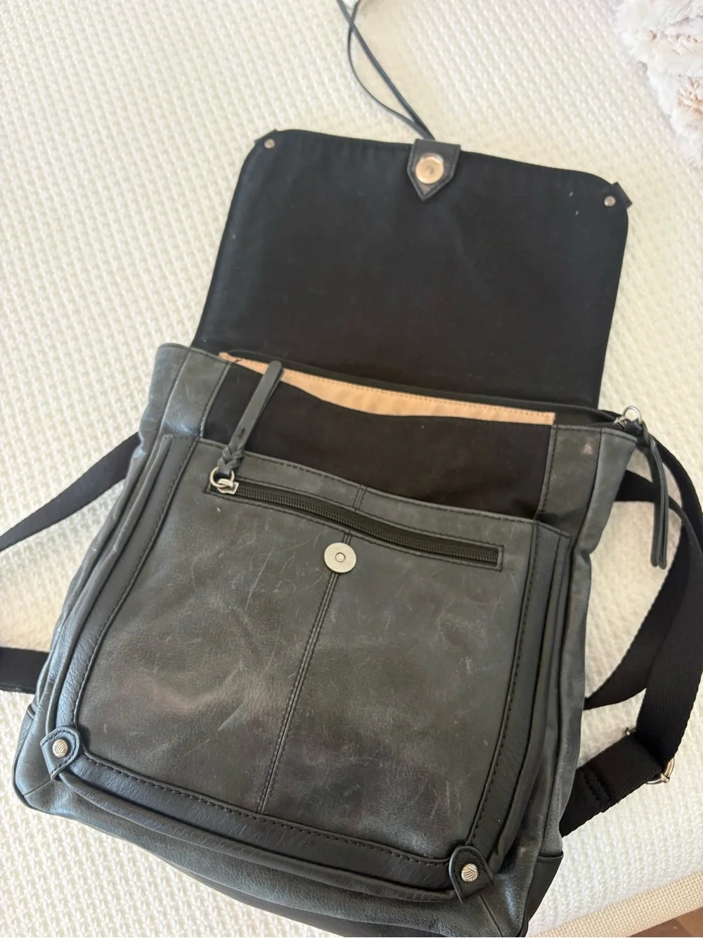 The Sak Ventura Convertible Leather Crossbody Backback Black